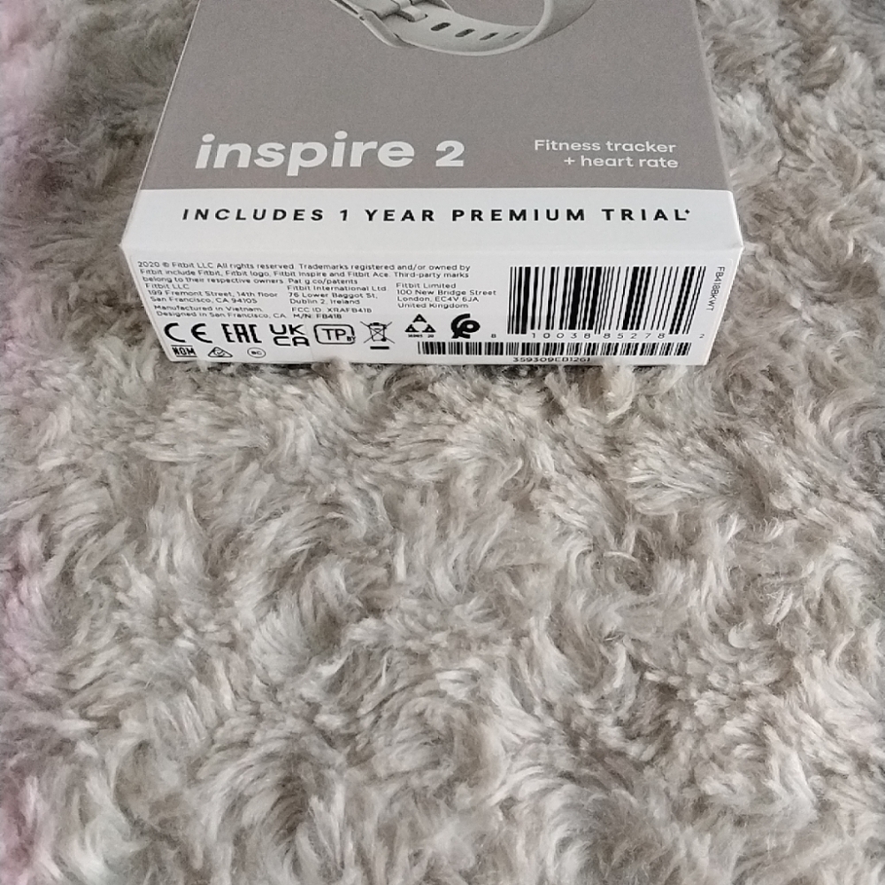 NEW. NRFB. Fitbit Inspire 2 Heart Rate Fitness Tracker FB418BKWT Lunar White. - Picture 6 of 8